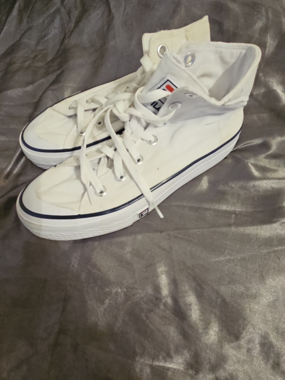 Fila Women's White High-Top Canvas Sneakers Size 9